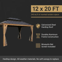12-Ft X 20-Ft Gazebo Brown Gazebo with Hardtop Roof (Screen Included) — Results & Stats