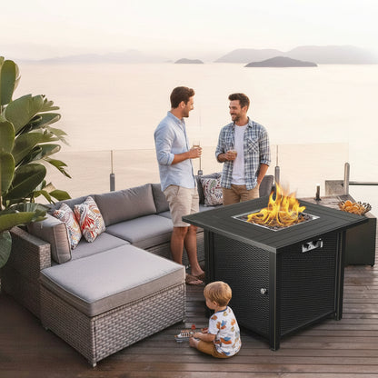 Propane Fire Pit 30 Inch Outdoor Gas Fire Pit | Steel Fire Table with Lid | Patio Fire Pit Table & Outdoor Fire Pir Propane for Deck, Garden & Backyard | Powerful Propane Outdoor Fire Pit 50,000 BTU