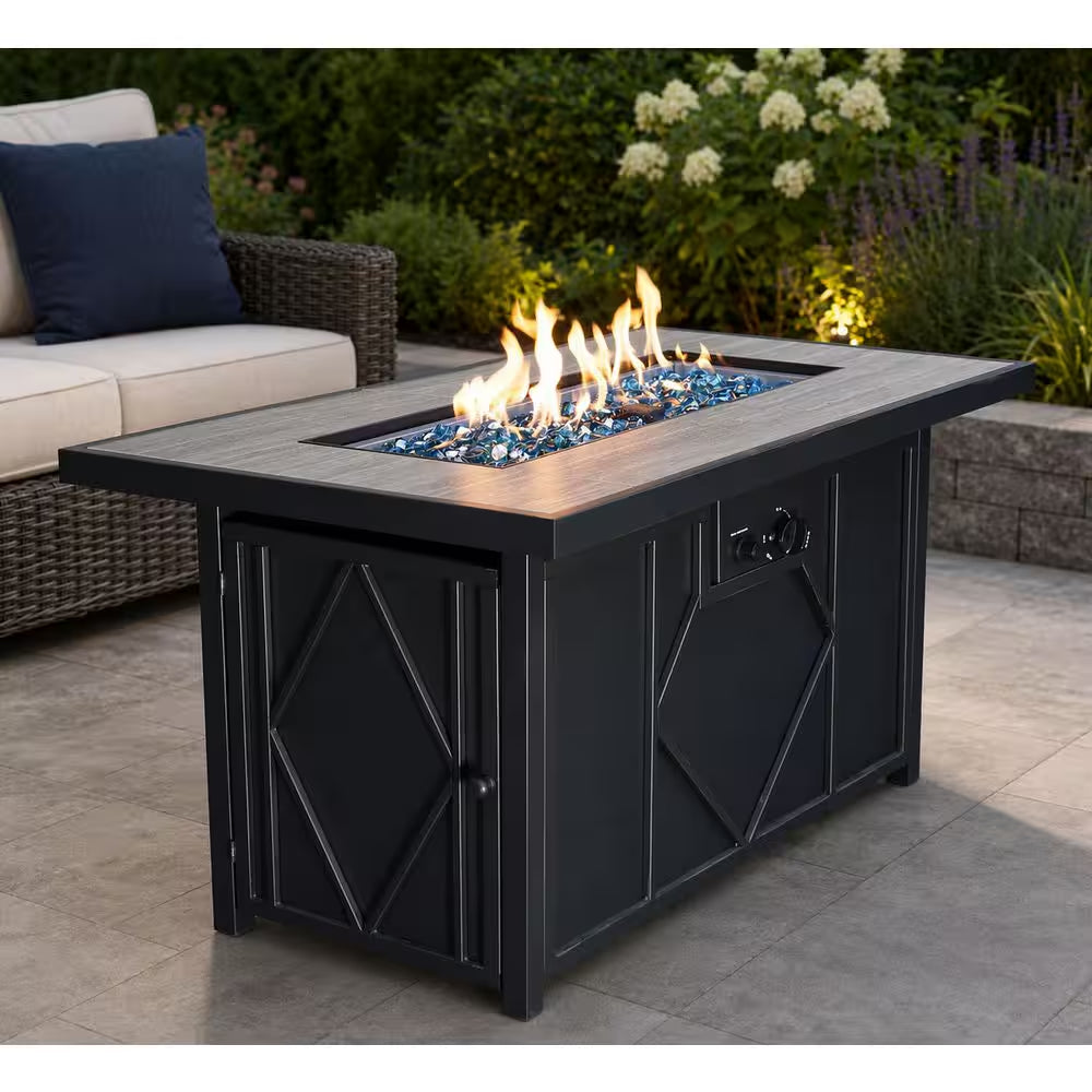 42 In. 60,000BTU Fire Pit Propane Gas Fire Pit Table Rectangular Tabletop