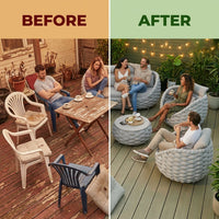 6-Piece Aluminum Patio Furniture Set,Polyester Light Grey W/Table | Olefin Rope Modern Outdoor Conversation Set Sectional Sofa with Water Repellent Thick Cushions for Balcony, Garden — Before & After