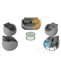 6-Piece Aluminum Patio Furniture Set,Polyester Light Grey W/Table | Olefin Rope Modern Outdoor Conversation Set Sectional Sofa with Water Repellent Thick Cushions for Balcony, Garden — How It Works
