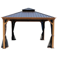 12-Ft X 20-Ft Gazebo Brown Gazebo with Hardtop Roof (Screen Included)