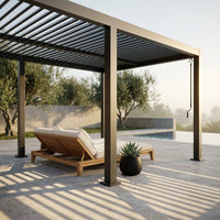 Louvered Pergola, Outdoor Pergola with Adjustable Louvered Roof, Reinforced Aluminum Frame, Integrated Drainage System, Hardtop Gazebo for Patio — Studio Shot