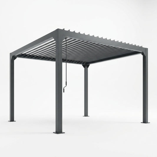 Louvered Pergola, Outdoor Pergola with Adjustable Louvered Roof, Reinforced Aluminum Frame, Integrated Drainage System, Hardtop Gazebo for Patio — Studio Shot