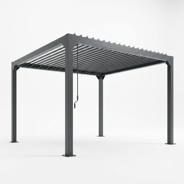Louvered Pergola, Outdoor Pergola with Adjustable Louvered Roof, Reinforced Aluminum Frame, Integrated Drainage System, Hardtop Gazebo for Patio — Studio Shot