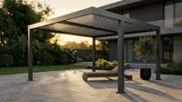 Louvered Pergola, Outdoor Pergola with Adjustable Louvered Roof, Reinforced Aluminum Frame, Integrated Drainage System, Hardtop Gazebo for Patio — Lifestyle