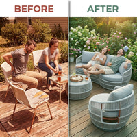 Outdoor Patio Furniture Set Built to Last Decades, Rust-Resistant Aluminum Frame, Olefin Rope Design, Thick Cushions — Before & After