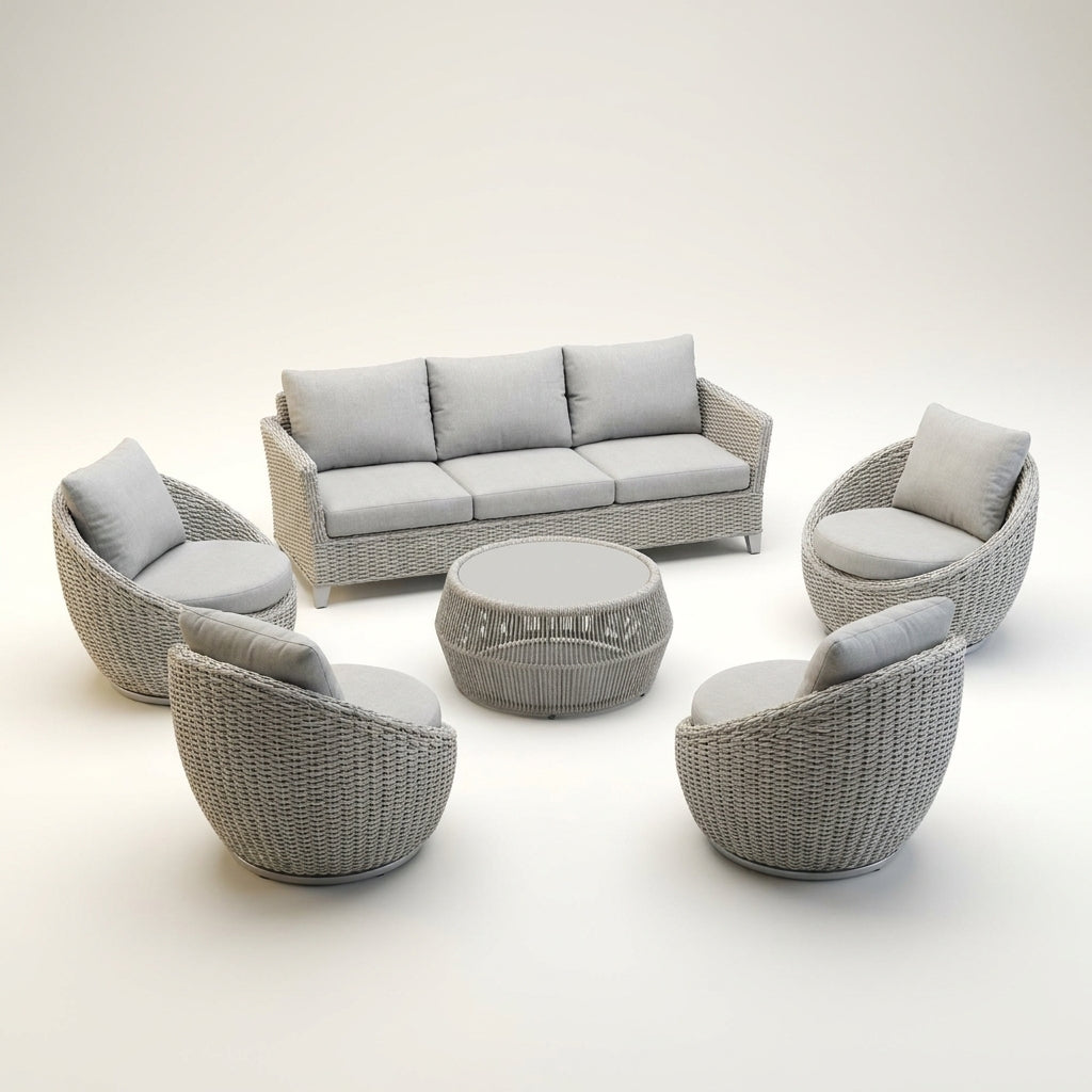 Outdoor Patio Furniture Set Built to Last Decades, Rust-Resistant Aluminum Frame, Olefin Rope Design, Thick Cushions — Studio Shot