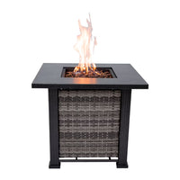 Adana 28” Outdoor Propane Fire Pit Table 50,000 Btus Outdoor Fire Pit Propane Metal Patio Fire Pit with Lava Rocks & Lid Durable Firepits for outside & CSA Certified Outdoor Fireplace