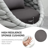 6-Piece Aluminum Patio Furniture Set,Polyester Light Grey W/Table | Olefin Rope Modern Outdoor Conversation Set Sectional Sofa with Water Repellent Thick Cushions for Balcony, Garden