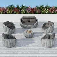 Outdoor Patio Furniture Set Built to Last Decades, Rust-Resistant Aluminum Frame, Olefin Rope Design, Thick Cushions