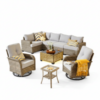 Patio Furniture Set Built to Last, 9 Pieces Wicker, Swivel Chairs, Modular Design, Garden Outdoor
